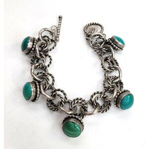 Aaron Toadlena Bracelet 1995 Sterling Silver and Green Turquoise Navajo JS8133